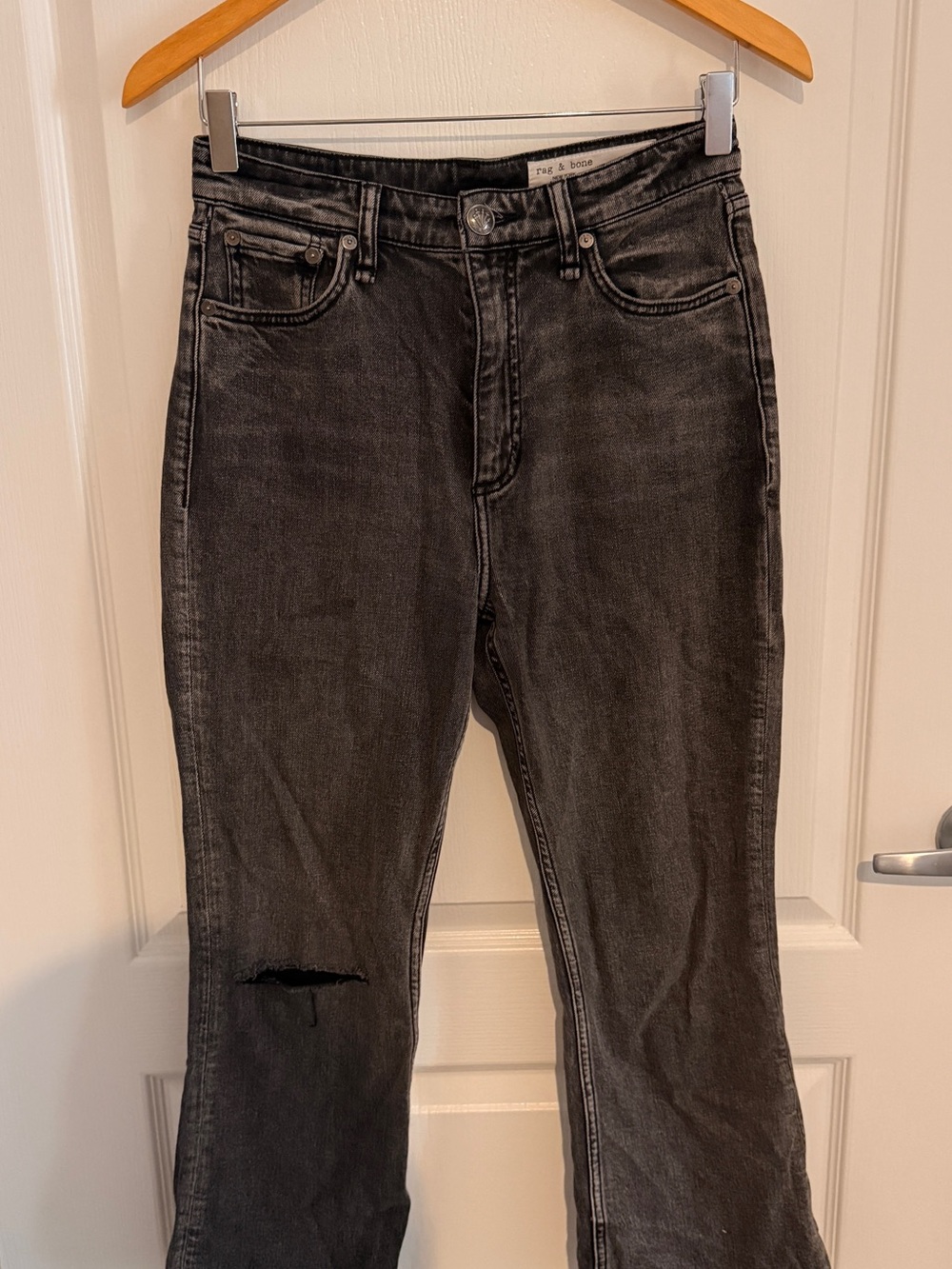 rag & bone Washed Black High rise ankle flare Jeans